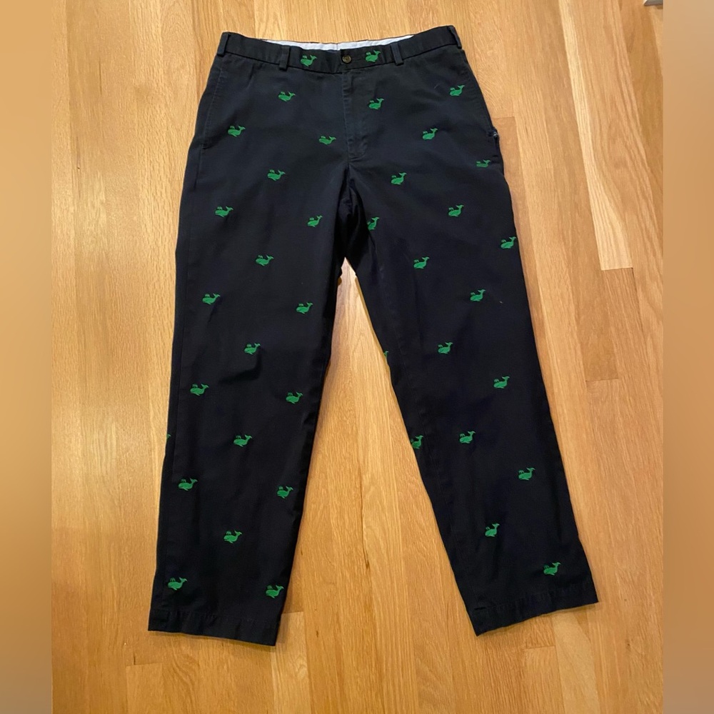Brooks Brothers Black Chinos with Green Embroidery
